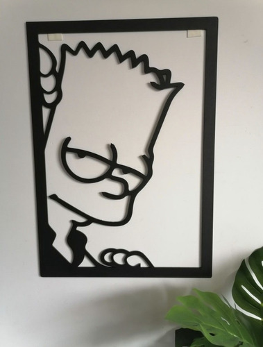 Cuadro Decorativo Bart Simpson En Madera Mdf 35x25cm