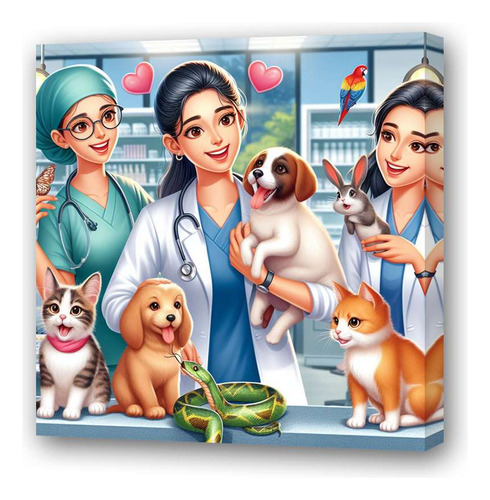 Cuadro 20x20cm Veterinaria Pet Shop Animales Doctor