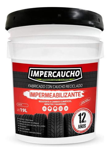 Impercaucho Impermeabilizante Blanco 19l, 12 Años