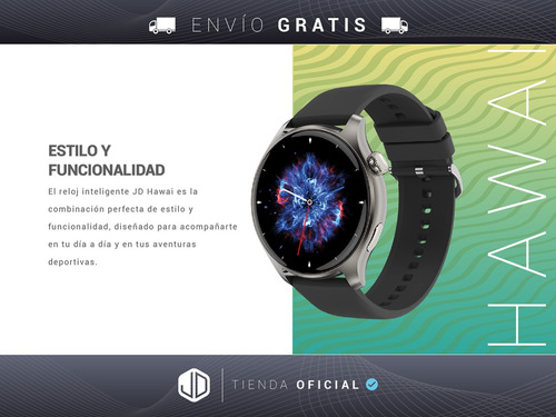 Smartwatch Jd Hawai 1.43 Bluetooth Negro Llamadas Spo2 Cta-*