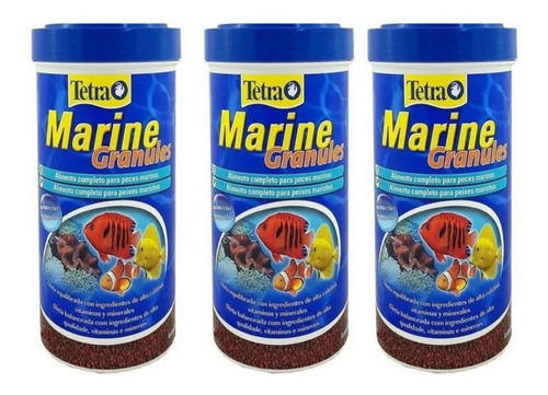 Ração Para Peixe Marinho Tetra Marine Granules 48g Kit 3un