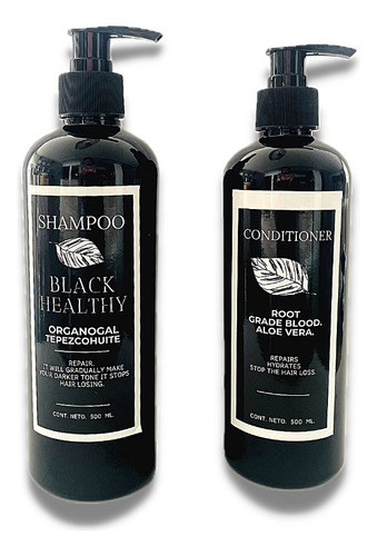  Kit Shampoo  Negro Y Acondicionador   Tratamiento Natural