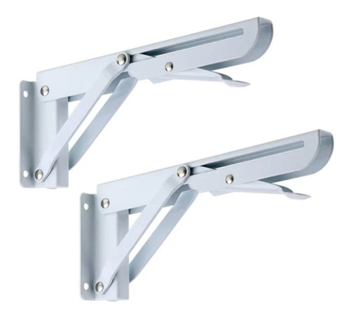 Pack 2 Escuadras Abatibles Metalicas Para Repisa Pared 25cm