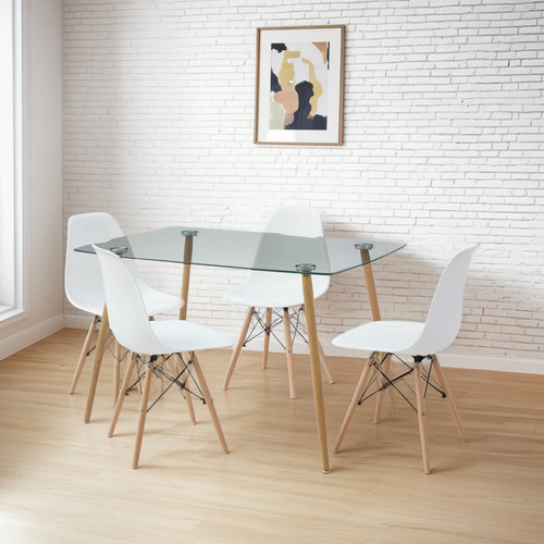 Mesa De Comedor De Cristal Templado Con 4 Sillas Sarpsborg B