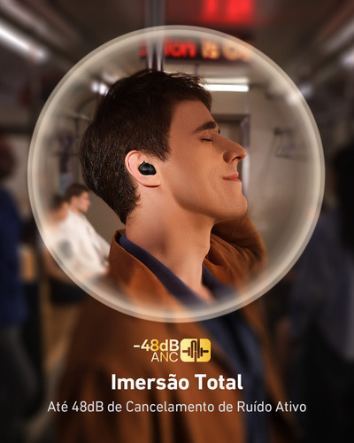 Fone De Ouvido Sem Fio Baseus Tws Bowie Ma10 Anc Hibrido Cor Preto