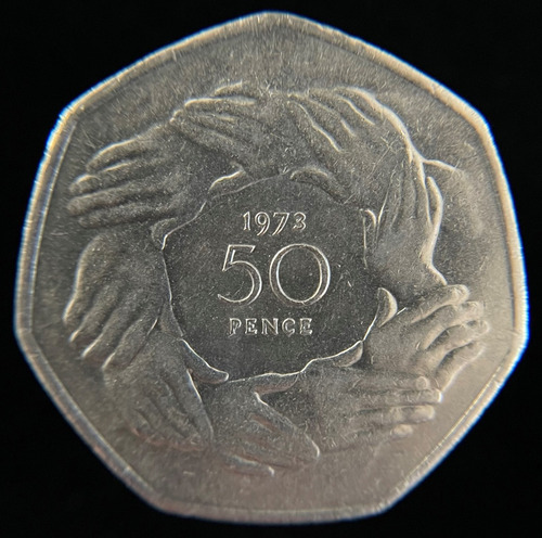 Gran Bretaña, 50 Pence, 1973. Comunidad Economica Europa. Xf