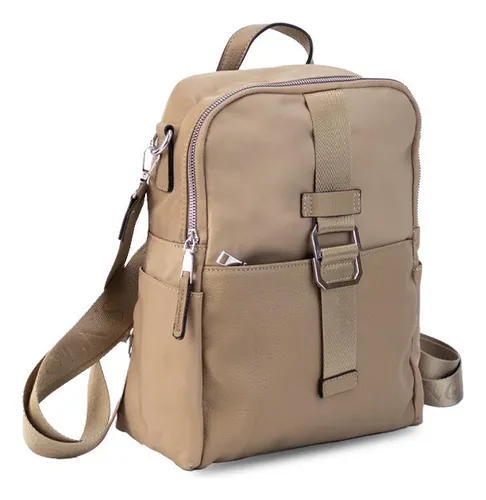 Mochila Tipo Impermeable Combinada Simil Cuero Lincolns Vison