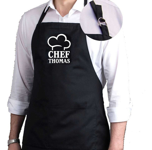 Avental Bordado Oxford Chef Presente Cozinha Bar Cor Preto Churrasqueiro Evento Restaurante Perbella Uniformes