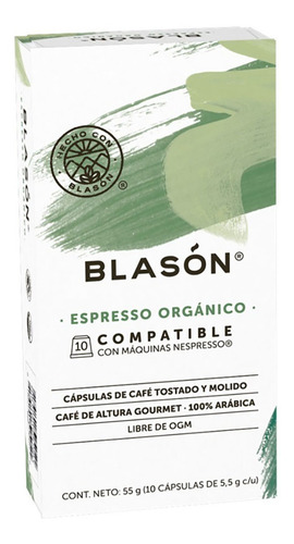 Cápsulas de Café Blasón Espresso Orgánico 55g
