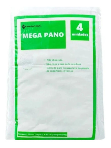 Pano de chão para limpeza Member's Mark Mega Pano microfibra eletrostática cor branco pack 4
