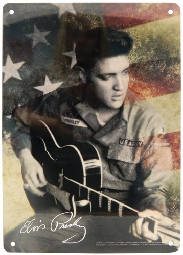 Elvis Presley X. Cartel De Chapa Ejército De La Bander...