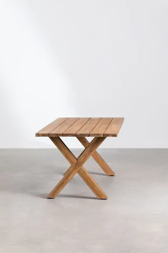 Mesa Comedor Y De Jardín Rectangular En Roble Macizo