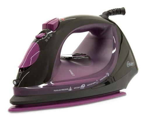 Plancha a vapor Oster GCSTBS5956 color negro y morado con suela antiadherente 120V