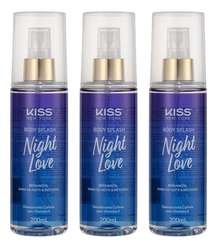  Kit Body Splash Kiss New York Night Love Bs04b 200ml C/3