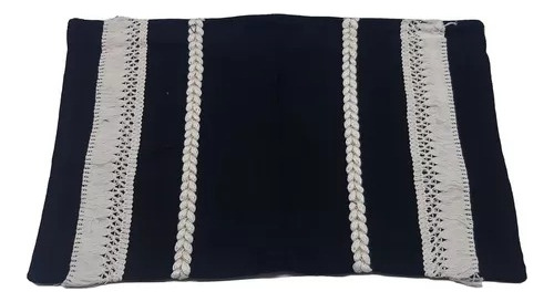 Funda Almohadon Crochet Bordado Decorativo Cierre 30x50cm