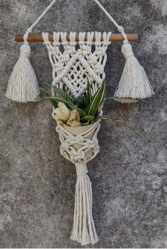 Tapiz Porta Maceta Macramé Colores Deco Boho