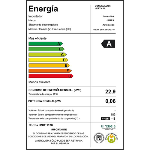 Freezer Empotrable Panelable James Fvj 265 Blanco - Laser Tv