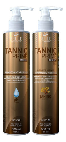 Escova Belle Cosmética Tannic Prime Tanino Orgânica 2x500ml