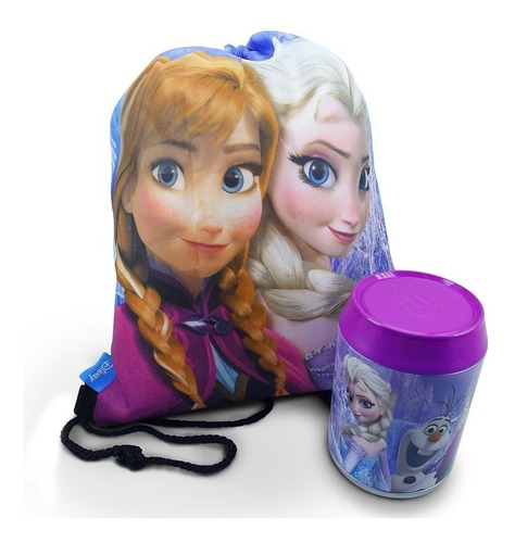 Lata  Mochila Saco Anna Elsa & Olaf Frozen - Disney Cor Lilás