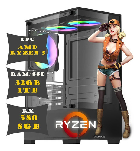 Pc Cpu Gamer Amd Ryzen 5 Ssd 1tb 32gb Ddr4 Radeon Rx 580