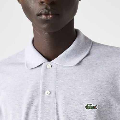 Polo Lacoste Mangas Cortas Clásica Gris Para Hombre