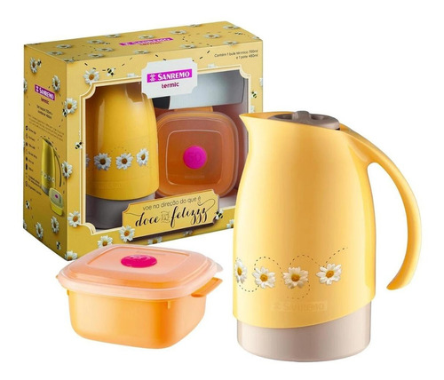 Conjunto Bule Termico De 700ml E Potinho Amarelo Sanremo Cor Amarela