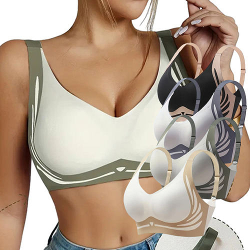 Sqy 4pk Brasier Sujetador Deportivo Push Up Para Mujer