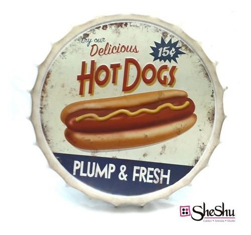 Cuadro Chapa Decorativa Tapa Vintage Hot Dogs - Sheshu Home