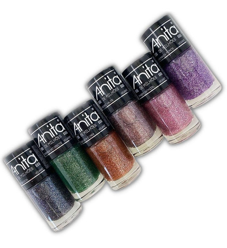 Esmalte Anita Coleção De Milhões 6 Cores Glitter Cor Ouro