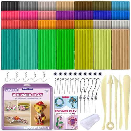 Polymer Clay Kit, 28 Colors Modeling Clay, Diy Oven Bak...