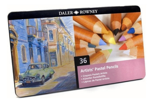 Estuche 36 Lápiz Pastel Dibujo Trazo Suave Daler Rowney