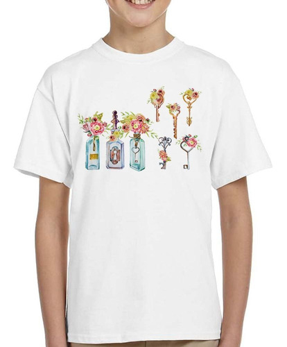 Remera De Niño Key Diseño Llaves Flores Art Dibujo