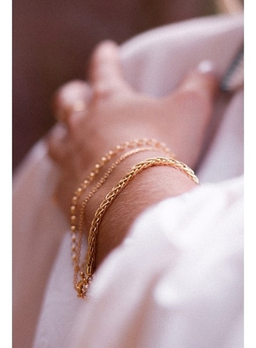 Pulseira De Ouro 18k Trançada Palmeira 4,20mm Fecho Bóia Comprimento 18.5 Cm Cor Amarelo Diâmetro 0.4 Cm