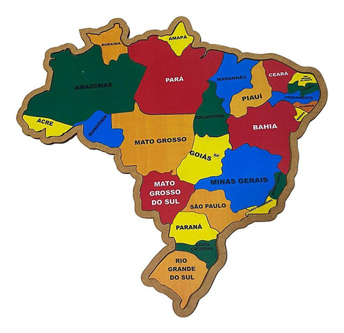 Quebra-cabeça Brasil Mapa Estados Madeira