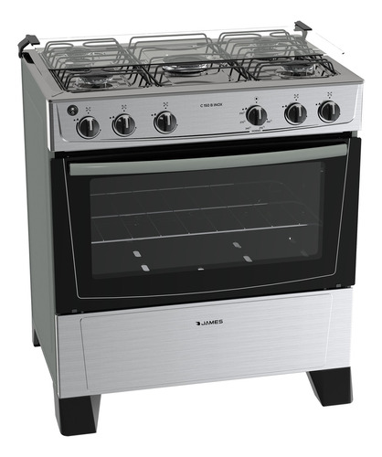 Cocina A Gas Acero Inox James 5 Hornallas C 150 B Ehogar