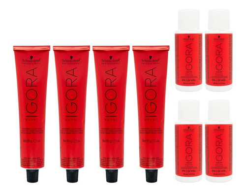 Schwarzkopf Igora Royal Kit X4 Tinturas + 4 Oxidantes Pelo