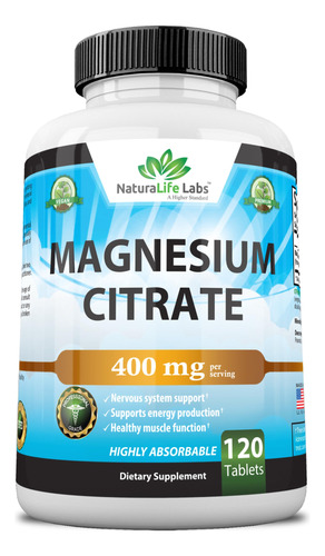 Citrato De Magnesio 400 Mg - 120 Comprimidos Alivio Del Estr