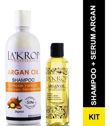 Shampoo Sin Sulfato Organico Y Serum Reparador Capilar Argan