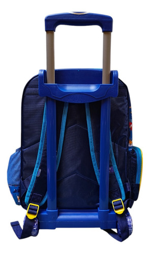 Mochila Con Carro Primaria Sega Sonic Tails Knuckles 3d Ruz Azul Metalizado