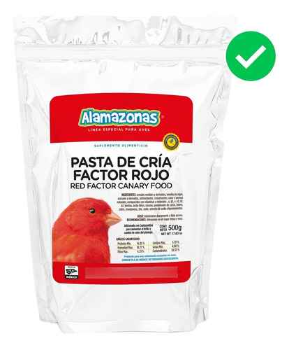 Kit 5 Pasta De Cría Factor Rojo 500g Canary Red Alamazonas