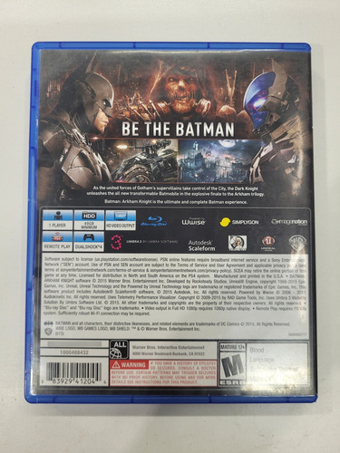 Ps4 Batman: Arkham Knight Físico Ps4 Batman: Arkham Knight (Usado)