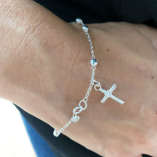 Imagen 7 de 10 de Misterio Pulsera De Plata .925 Con Cruz Para Mujer Agálea