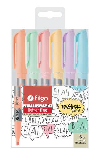 Resaltadores Lighter Fine Filgo Colores Pastel X 6