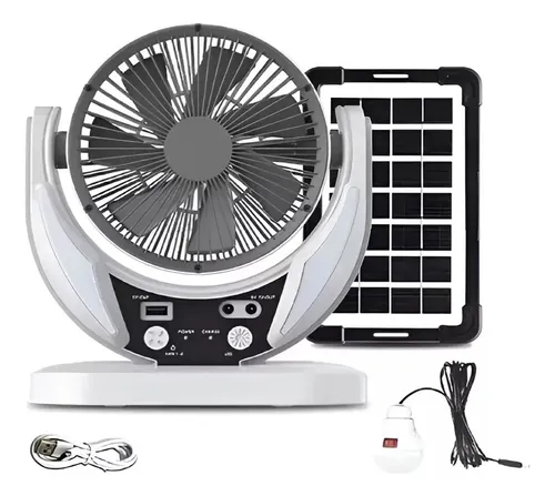 Ventilador Portátil Recargable Con Panel Solar 6 Pulgadas