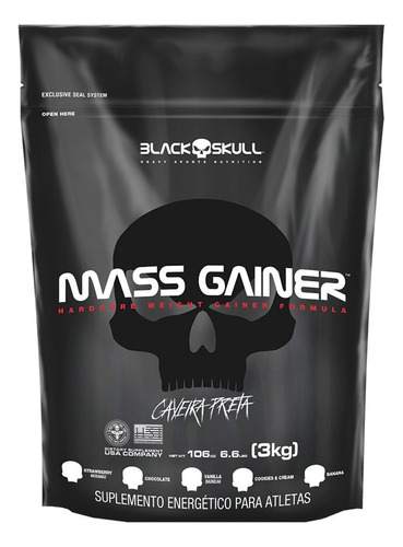 Mass Gainer Caveira Preta Refil (3,0kg) - Black Skull Sabor Chocolate