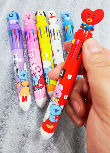 Set 6 Bolígrafos Bts-bt21 Plumas Multicolor Army Kpop