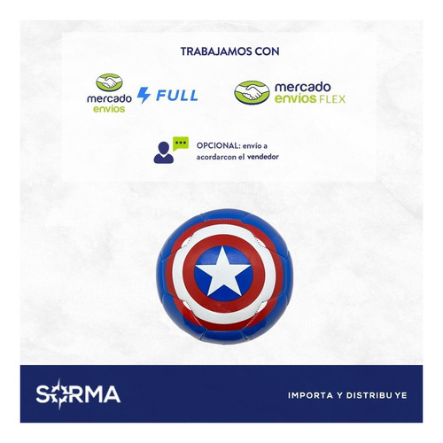 Imagen 6 de 7 de Pelota Infantil Nro 3 Avengers Capitán América Lic Oficial