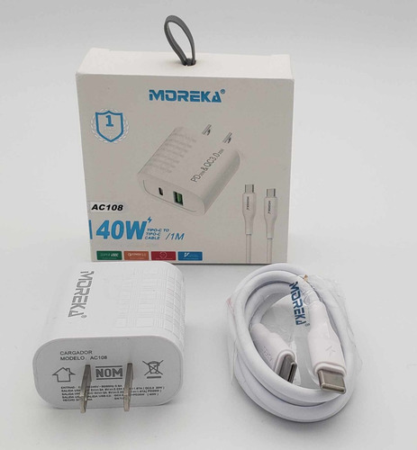 Cargador De Pared 40w Moreka Ac108 Dual Incluye Cable Tipo C