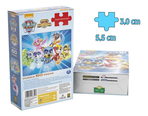 Imagem 3 de 4 de Quebra Cabeça Patrulha Canina Puzzle 60 Peças Infantil Grow