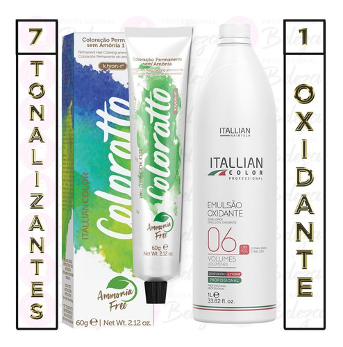 7 Tubos Tonalizante Sem Amônia Colorato Itallian + Oxi 6v